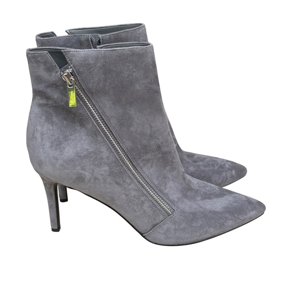 Nine West Suede‎ Ankle Boots Pointed Toe Zipper Detail Gray 9.5M - Picture 1 of 7